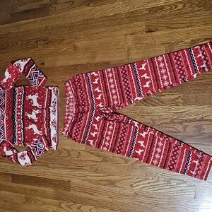 Like New Justice Festive Red and White Patterned Pajamas